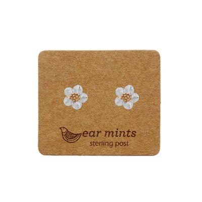 EAR MINTS Brushed 2 Tone Flower Earrings Earrings SILVER - Zabecca Living