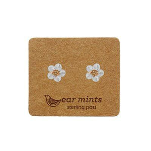 EAR MINTS Brushed 2 Tone Flower Earrings Earrings SILVER - Zabecca Living