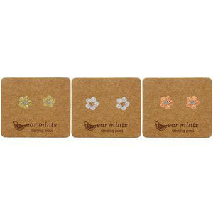 EAR MINTS Brushed 2 Tone Flower Earrings Earrings - Zabecca Living