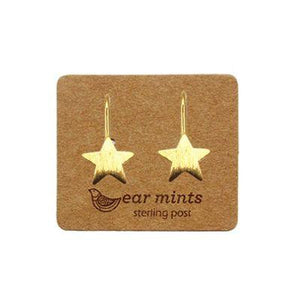 EAR MINTS Brushed Flat Star Hook Earrings Earrings GOLD - Zabecca Living