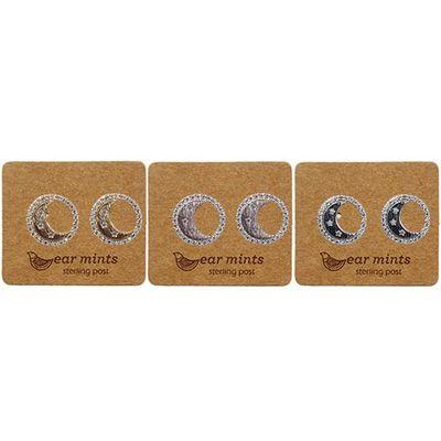 EAR MINTS Cubic Moon Stud Earrings Earrings - Zabecca Living