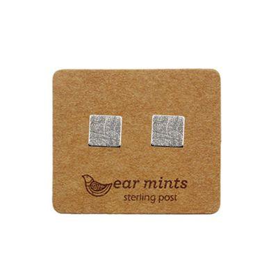 EAR MINTS Flat Brushed Square Earrings Earrings SILVER - Zabecca Living