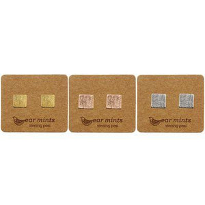 EAR MINTS Flat Brushed Square Earrings Earrings - Zabecca Living
