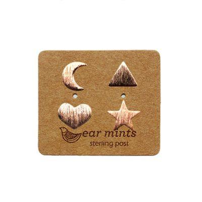 EAR MINTS Moon Heart Star Triangle Earrings Earrings ROSE GOLD - Zabecca Living