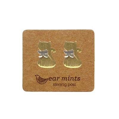 EAR MINTS Two Tone Cat Earrings Earrings GOLD - Zabecca Living