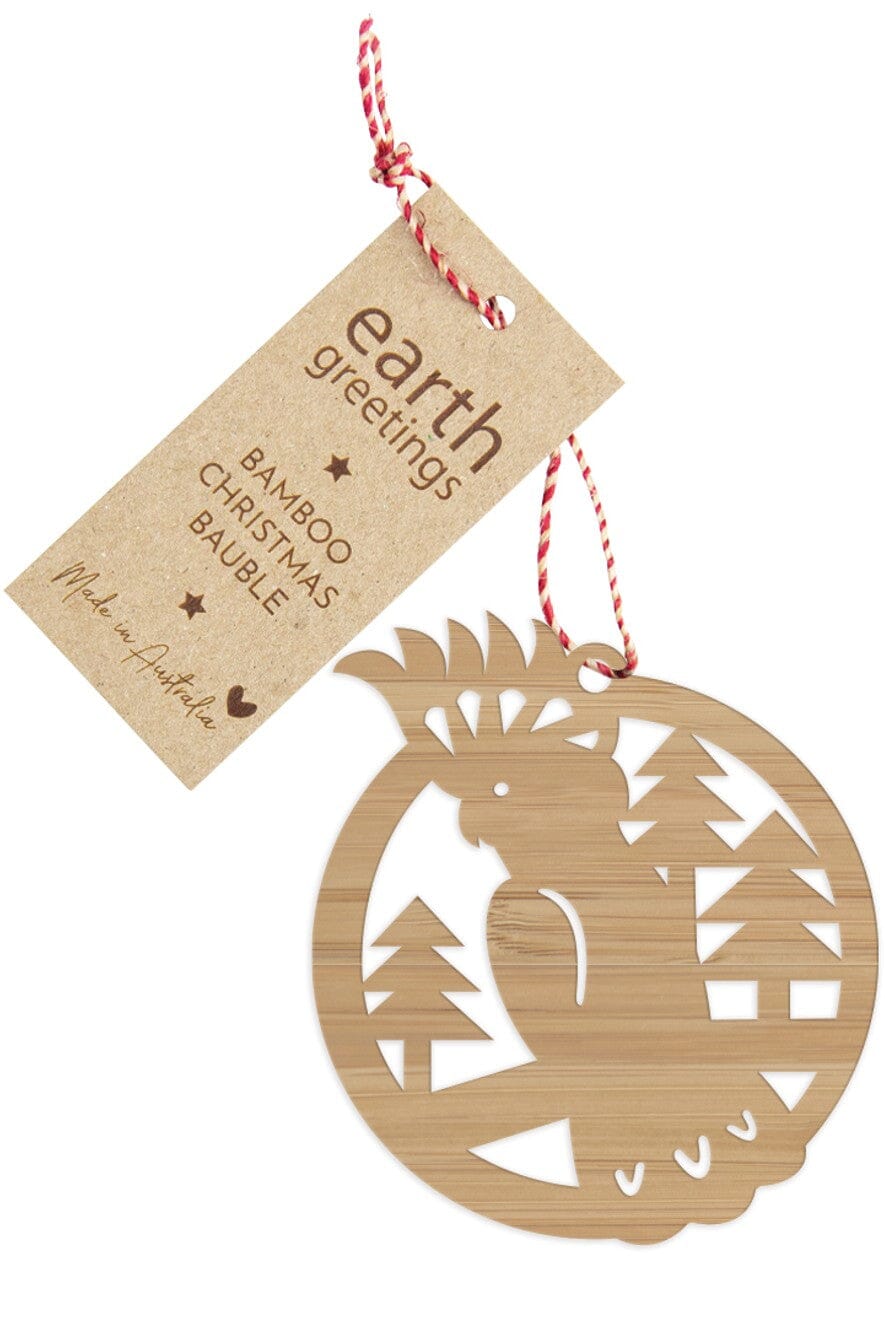 EARTH GREETINGS Bamboo Bauble - Pink Cockatoo FESTIVE DECORATIONS - Zabecca Living