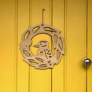 EARTH GREETINGS Bamboo Christmas Wreath - Kookaburra FESTIVE DECORATIONS - Zabecca Living