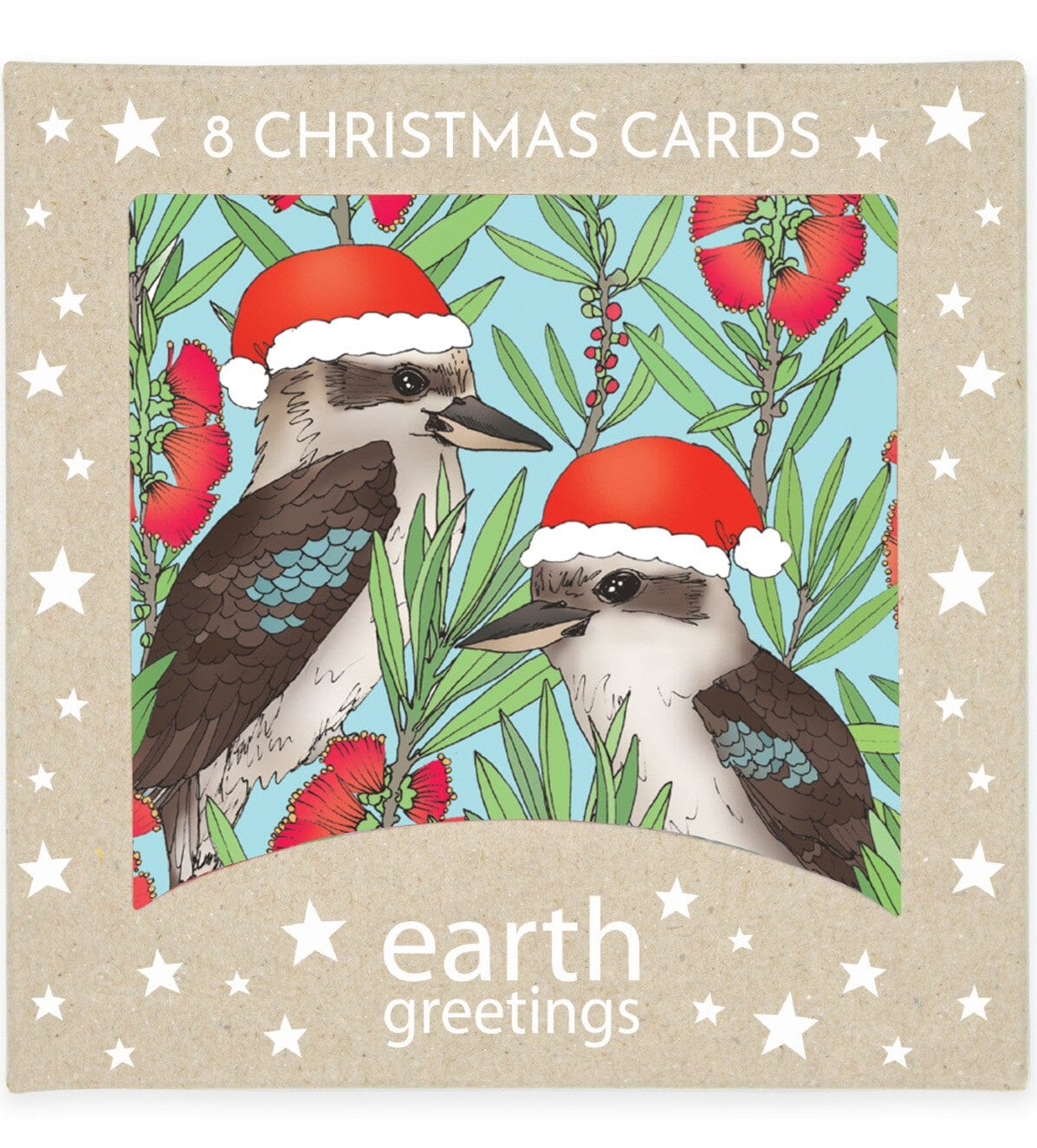 EARTH GREETINGS Boxed Christmas Cards (Square) - Jolly Kookaburras Christmas Card - Zabecca Living