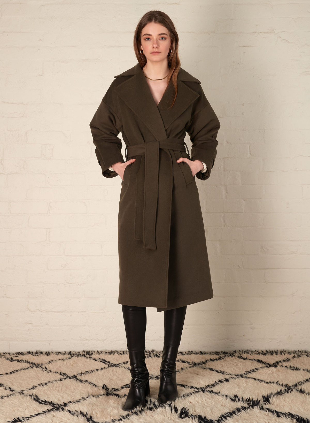 ESMAEE Dover Wrap Coat - Khaki JACKET - Zabecca Living