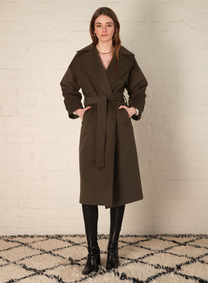 ESMAEE Dover Wrap Coat - Khaki JACKET - Zabecca Living