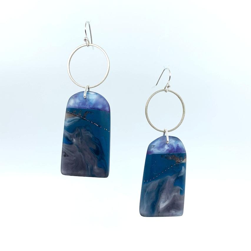 FARBE DESIGN Series 1 Resin Circle Drop Earrings - Indigo Earrings - Zabecca Living