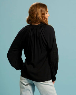 FATE & BECKER Unholy Embroidered Sleeve Top - Black Shirts & Blouses - Zabecca Living