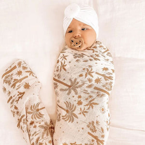 FOX & FALLOW Desert Palms Organic Muslin Wrap Swaddle BABY (0-12 Mths) - Zabecca Living
