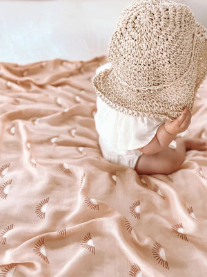 FOX & FALLOW Suns Coffee Organic Muslin Wrap Swaddle BABY (0-12 Mths) - Zabecca Living
