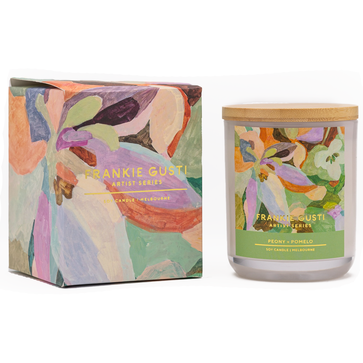 FRANKI GUSTI Artist Series Candle - Peony + Pomelo CANDLE - Zabecca Living