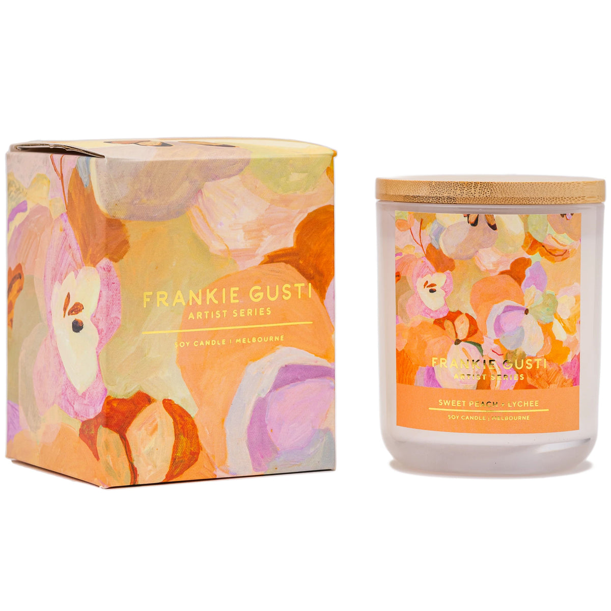 FRANKI GUSTI Artist Series Candle - Sweet Peach + Lychee CANDLE - Zabecca Living