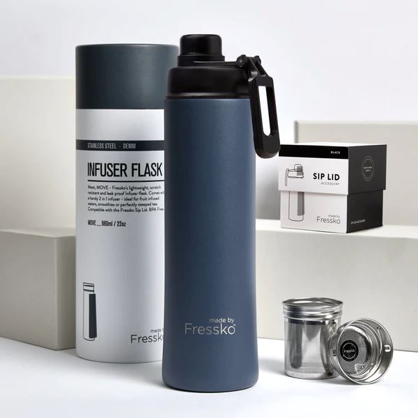 FRESSKO Insulated Stainless Steel Move 660ml + Sip Lid - Denim COFFEE, TEA & DRINKS - Zabecca Living
