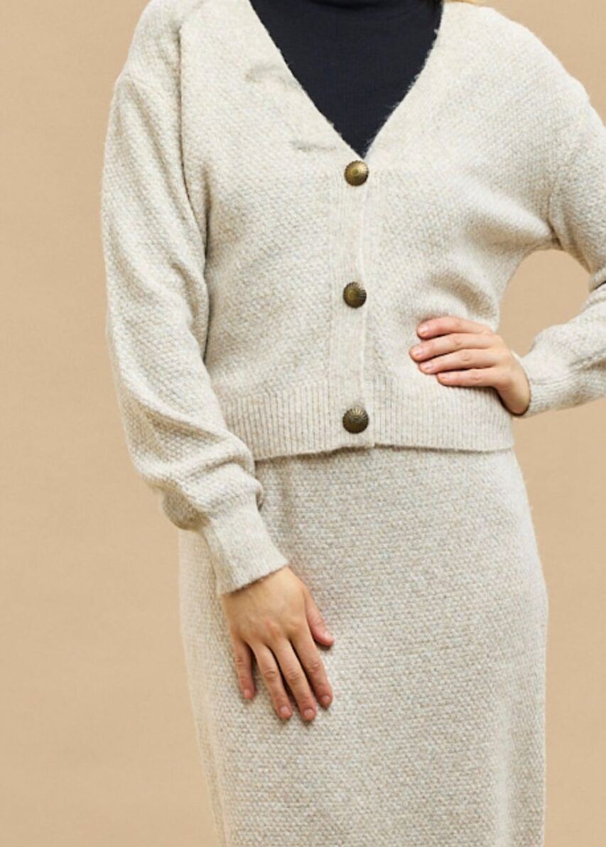 GYSETTE Paloma Knitted Cardigan - Oat Cardigan - Zabecca Living
