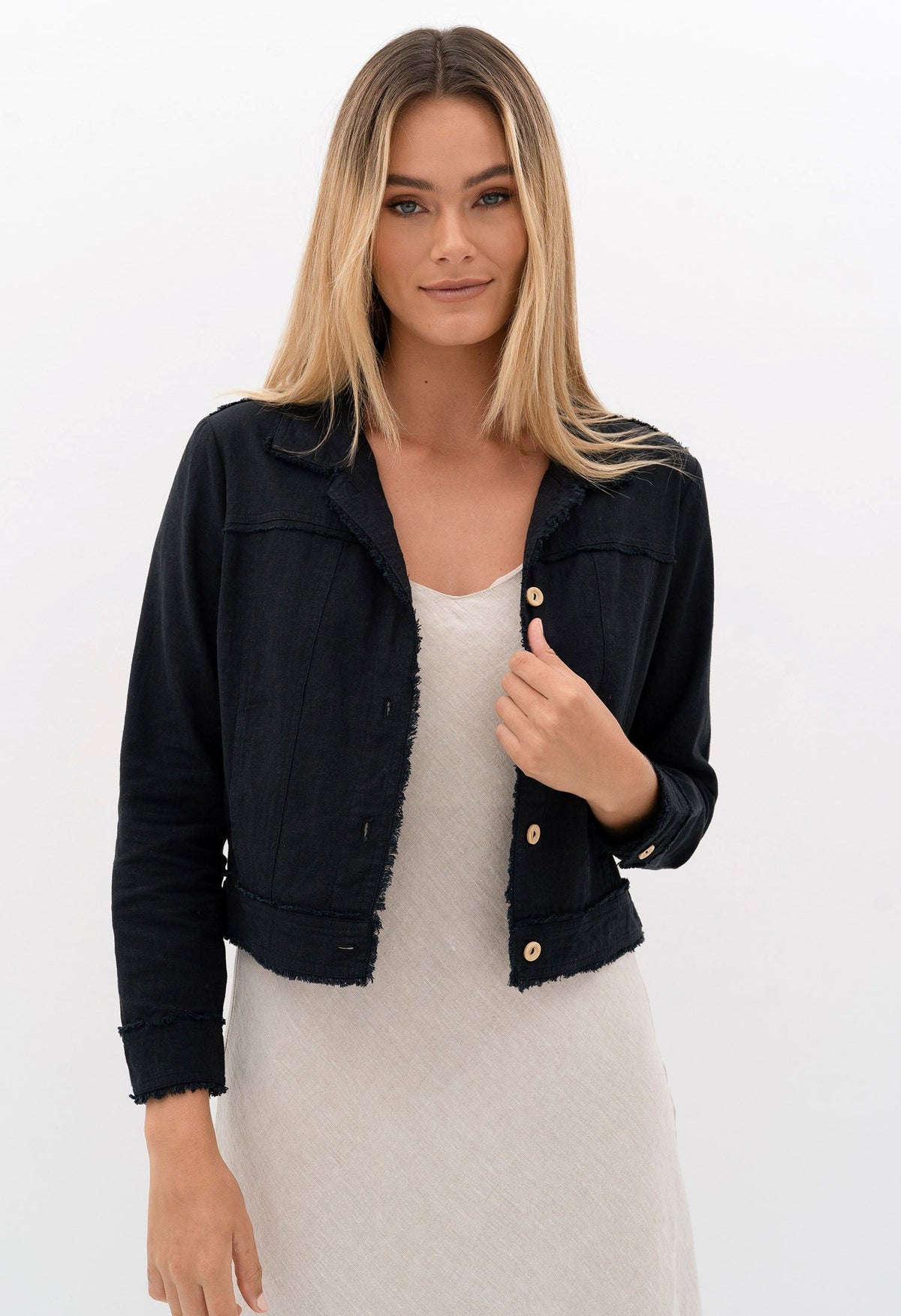 HUMIDITY LIFESTYLE Isabella Linen Jacket - Black Jacket - Zabecca Living