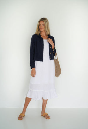 HUMIDITY LIFESTYLE Isabella Linen Jacket - Navy Jackets - Zabecca Living