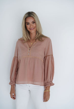 HUMIDITY LIFESTYLE Layla Blouse - Pink Clay Shirts & Blouses - Zabecca Living