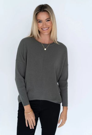 HUMIDITY LIFESTYLE Luna Top - Khaki Jumpers + Knitwear - Zabecca Living