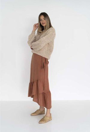 HUMIDITY LIFESTYLE Macy Wrap Skirt - Cinnamon Skirt - Zabecca Living