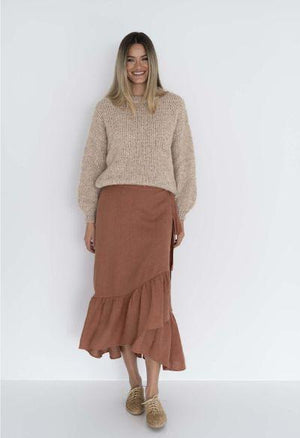 HUMIDITY LIFESTYLE Macy Wrap Skirt - Cinnamon Skirt - Zabecca Living