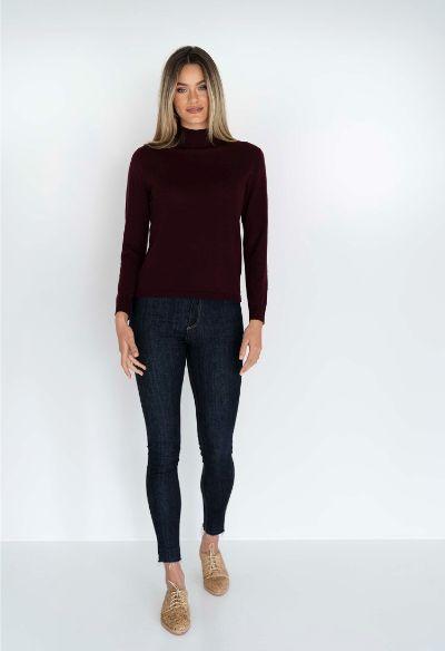 HUMIDITY LIFESTYLE Ruby Hi Neck Basic - Plum Jumpers + Knitwear - Zabecca Living