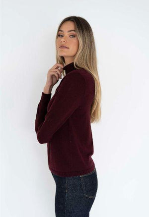 HUMIDITY LIFESTYLE Ruby Hi Neck Basic - Plum Jumpers + Knitwear - Zabecca Living