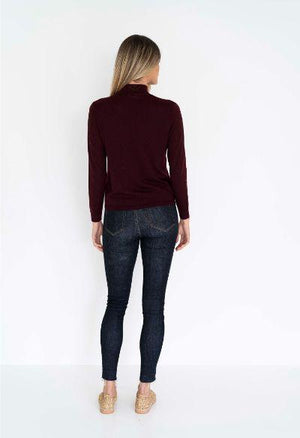 HUMIDITY LIFESTYLE Ruby Hi Neck Basic - Plum Jumpers + Knitwear - Zabecca Living