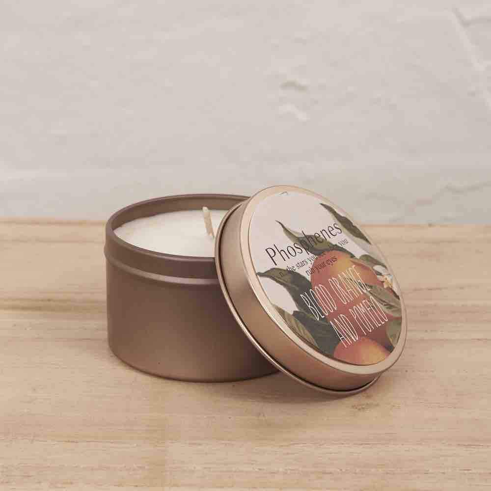 INARTISAN Hand Poured Soy Candle Brass Travel Tin - Blood Orange & Pomelo CANDLE - Zabecca Living