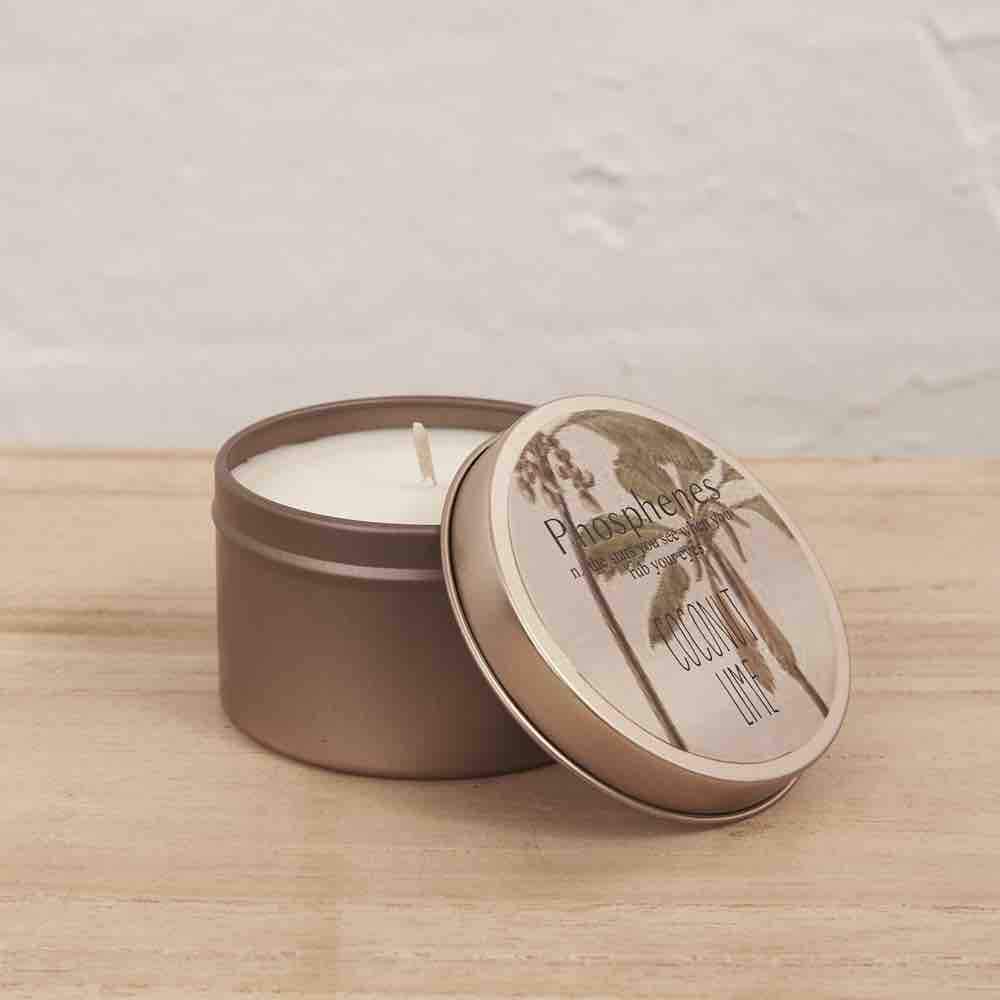 INARTISAN Hand Poured Soy Candle Brass Travel Tin - Coconut & Lime CANDLE - Zabecca Living