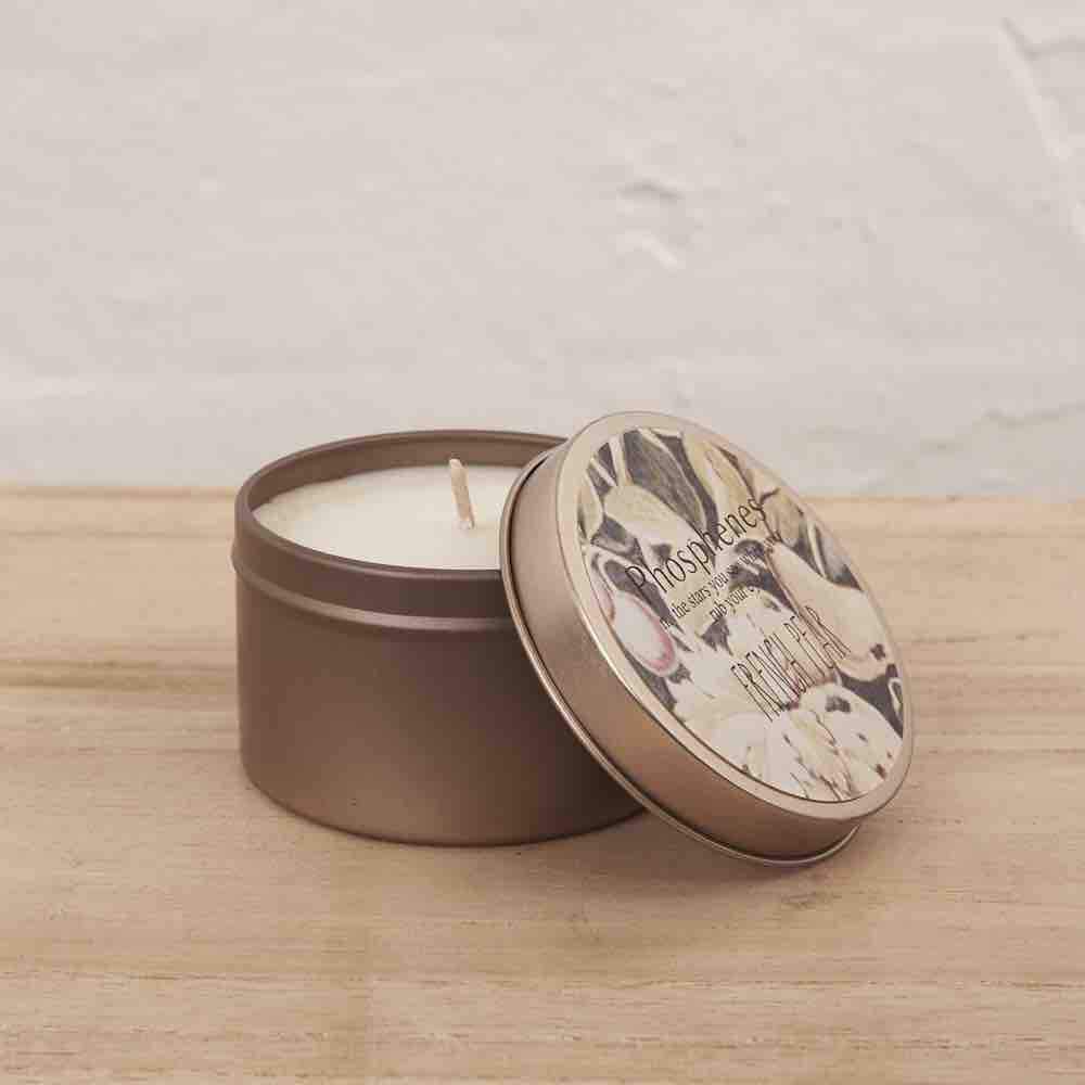 INARTISAN Hand Poured Soy Candle Brass Travel Tin - French Pear CANDLE - Zabecca Living