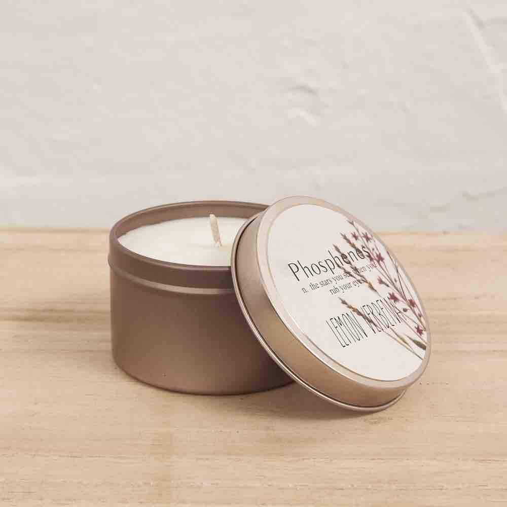 INARTISAN Hand Poured Soy Candle Brass Travel Tin - Lemon Verbena CANDLE - Zabecca Living