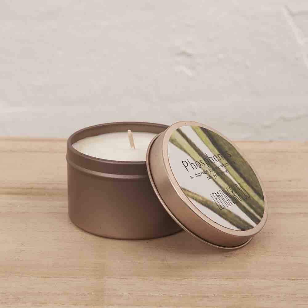 INARTISAN Hand Poured Soy Candle Brass Travel Tin - Lemongrass CANDLE - Zabecca Living