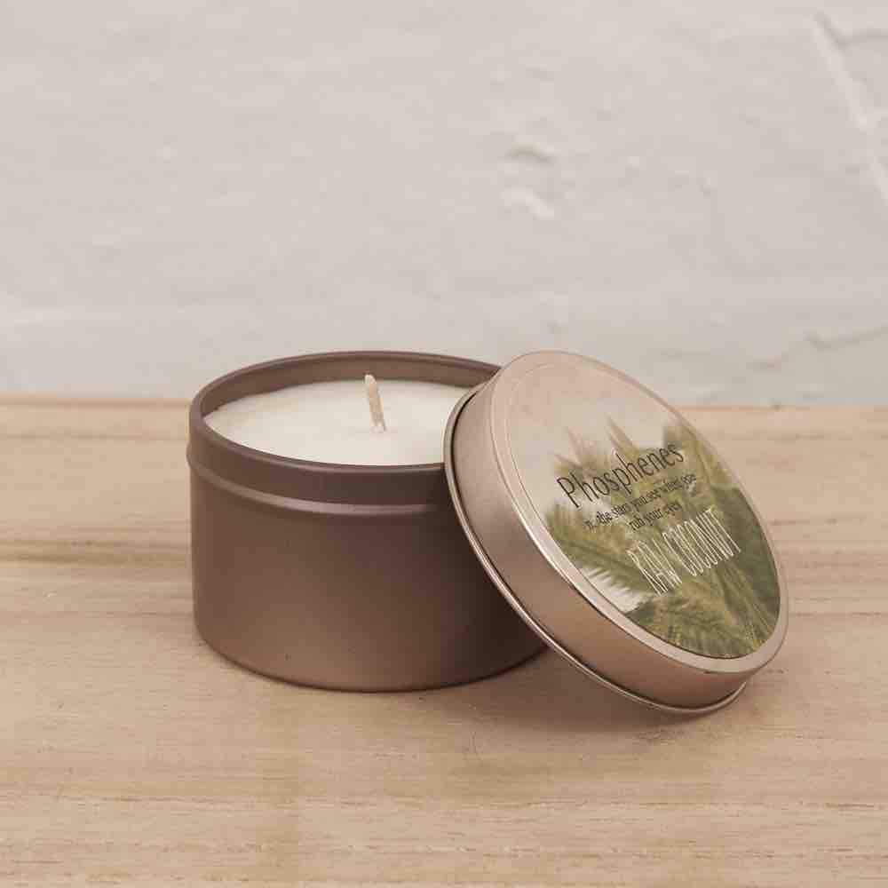 INARTISAN Hand Poured Soy Candle Brass Travel Tin - Raw Coconut CANDLE - Zabecca Living