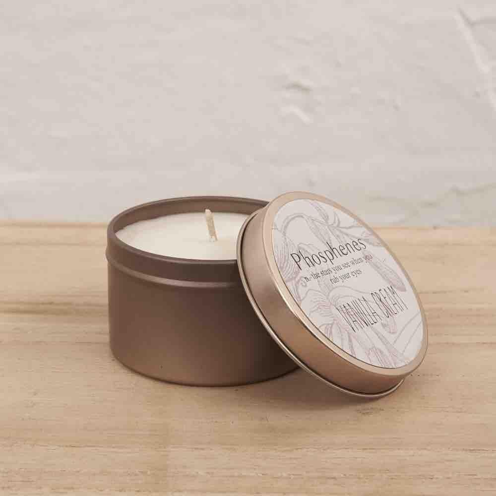 INARTISAN Hand Poured Soy Candle Brass Travel Tin - Vanilla Cream CANDLE - Zabecca Living