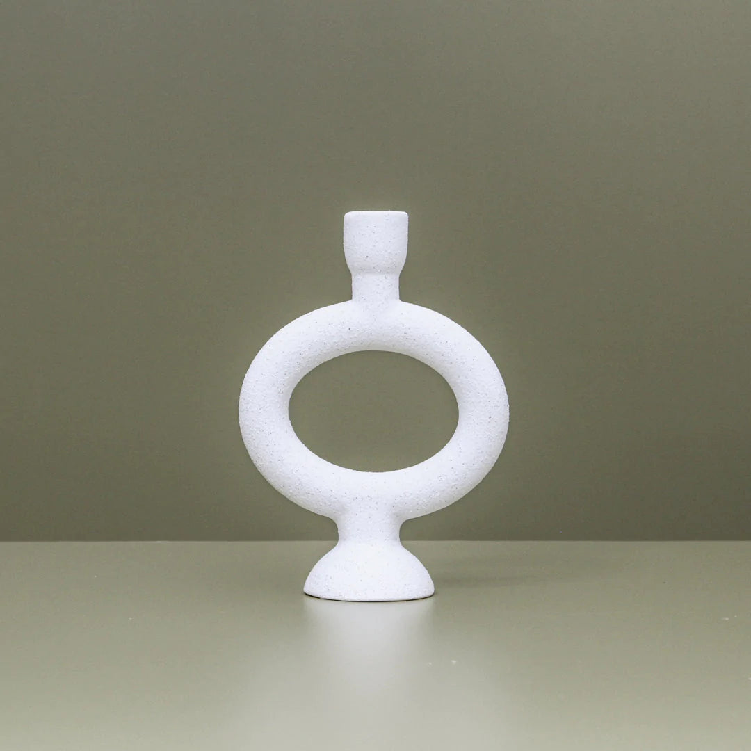 INDIGO LOVE Thea Candlestick - White CANDLE HOLDER - Zabecca Living