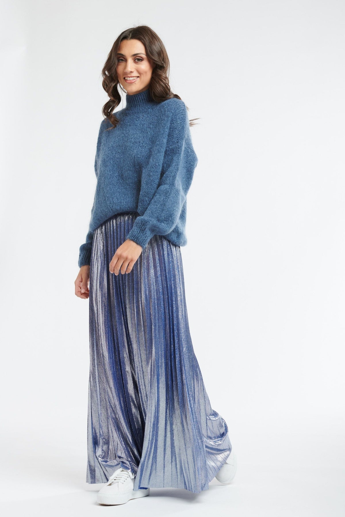 ITALIAN STAR Audrey Turtle Knit - Steel Blue Jumpers + Knitwear - Zabecca Living