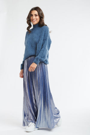 ITALIAN STAR Audrey Turtle Knit - Steel Blue Jumpers + Knitwear - Zabecca Living