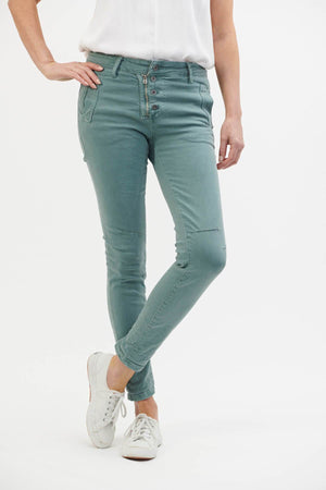 ITALIAN STAR Button Jeans - Aqua JEANS - Zabecca Living