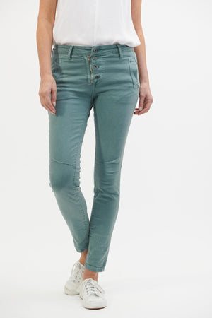 ITALIAN STAR Button Jeans - Aqua JEANS - Zabecca Living