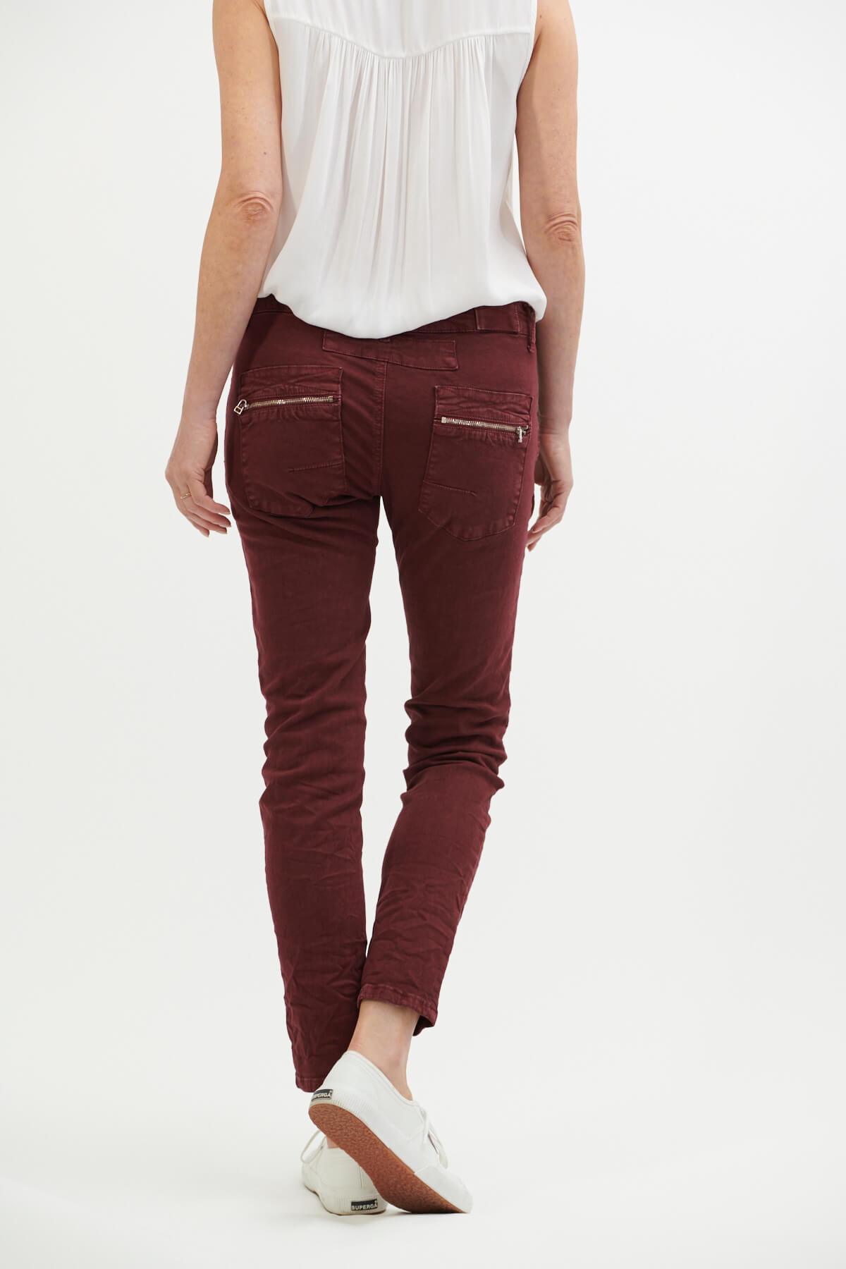 ITALIAN STAR Button Jeans - Burgundy Jeans - Zabecca Living