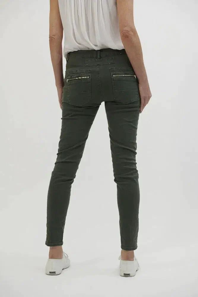 ITALIAN STAR Button Jeans - Khaki JEANS - Zabecca Living