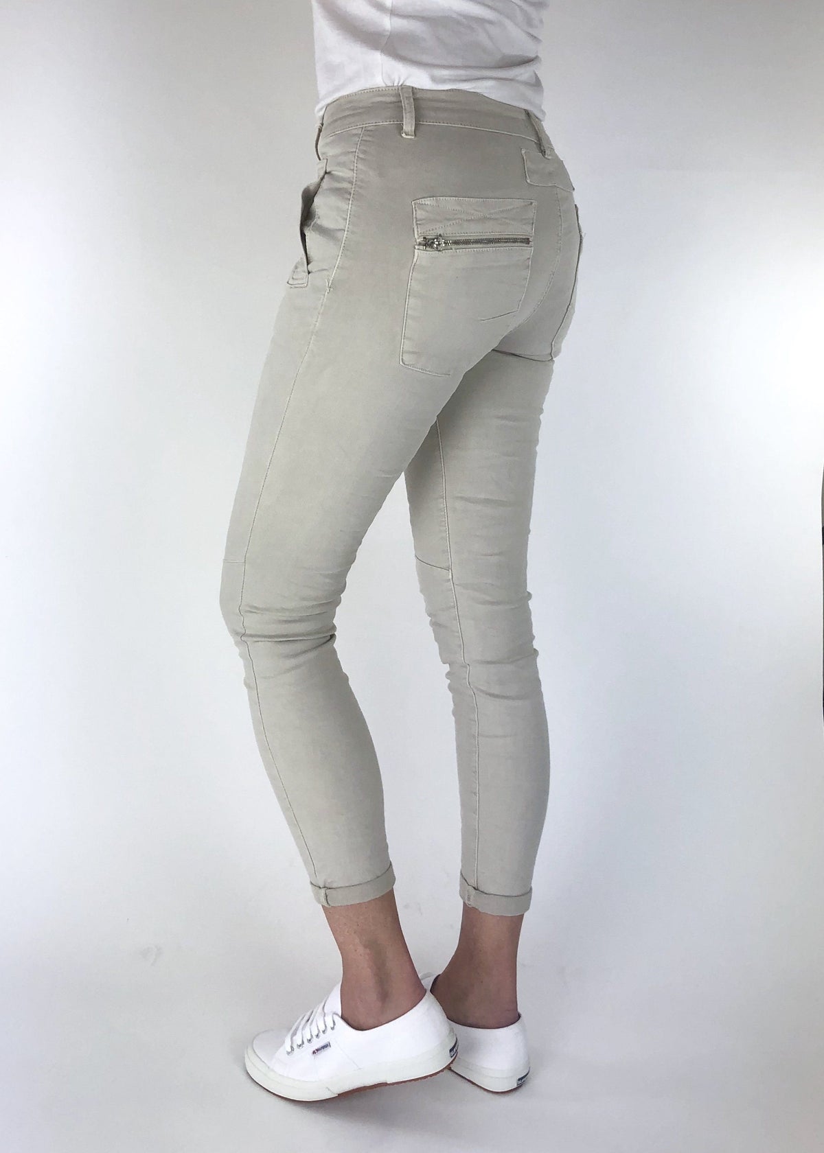 ITALIAN STAR Button Jeans - Light Taupe JEANS - Zabecca Living