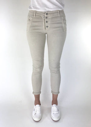 ITALIAN STAR Button Jeans - Light Taupe JEANS - Zabecca Living