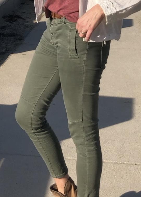 ITALIAN STAR Button Jeans - Moss JEANS - Zabecca Living