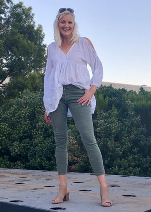 ITALIAN STAR Button Jeans - Moss JEANS - Zabecca Living