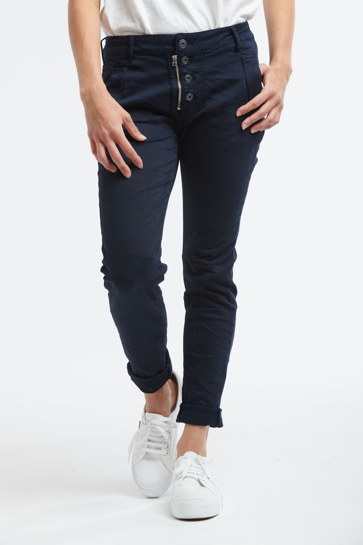 ITALIAN STAR Button Jeans - Navy JEANS - Zabecca Living